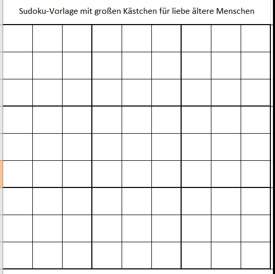 Sudoku-Vorlage mit gro�en K�stchen